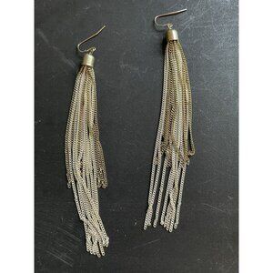 Vintage Long Silver Tone Chain Tassel Earrings